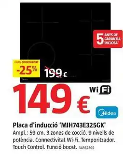 Bauhaus Midea - placa d'induccio 'mih743e325gk' oferta