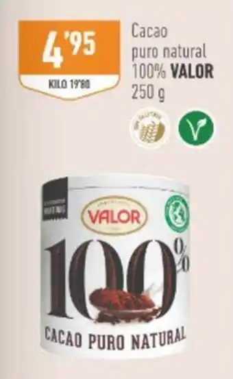 Valor cacao puro natural