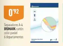 Supermercados Deza Bismark separadores a-4 carton color pastel 6 departamentos oferta