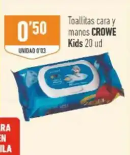 Supermercados Deza Crowe kids toallitas cara y manos oferta