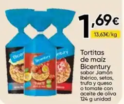FROIZ Bicentury tortitas de maíz sabor jamón ibérico, setas, trufa y queso o tomate con aceite de oliva oferta