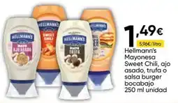 FROIZ Hellmann's Mayonesa Sweet Chili, ajo asado, trufa o salsa burger bocabajo oferta