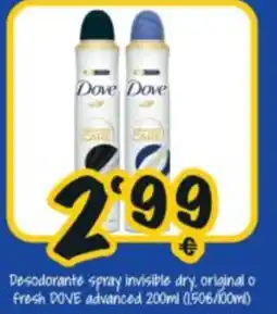 Cash Fresh Dove desodorante spray invisible dry oferta
