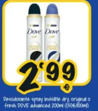 Cash Fresh Dove desodorante spray invisible dry oferta