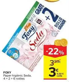 Caprabo Foxy - paper higiènic seda, 4+2 = 6 rotlles oferta