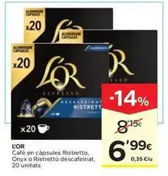 Caprabo L'or - cafe en capsules ristretto oferta