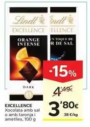 Caprabo Excellence - xocolata amb sal o amb taronja i ametlles oferta