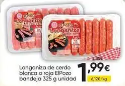 FROIZ Elpozo - longaniza de cerdo blanca o roja bandeja oferta