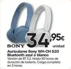 FROIZ Sony - auriculares wh-ch 520 bluetooth azul o blanco oferta