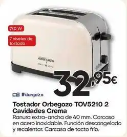 FROIZ Orbegozo - tostador tov5210 2 cavidades crema oferta
