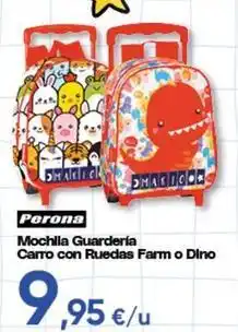FROIZ Mochila guarderia carro con ruedas farm o dino oferta