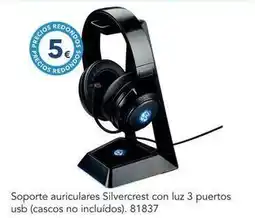 Tiendas MGI Silvercrest - soporte auriculares silvercrest con luz 3 puertos usb (cascos no incluidos) oferta