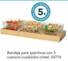 Tiendas MGI Cristal - bandeja para aperitivos con 3 cuencos cuadrados . 54774 oferta