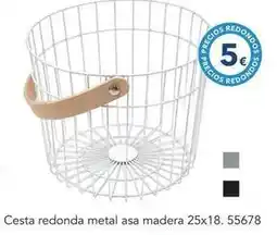 Tiendas MGI Cesta redonda metal asa madera oferta