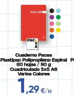 Hiper FROIZ Pacsa cuaderno plastipac polipropileno espiral oferta