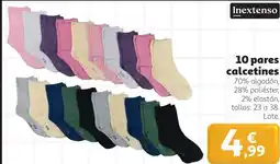 Alcampo INEXTENSO 10 pares calcetines oferta