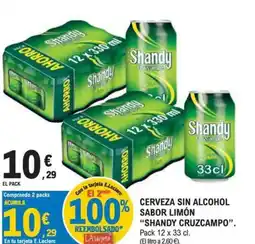 E.Leclerc SHANDY CRUZCAMPO Cerveza sin alcohol sabor limón oferta
