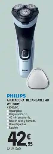 E.Leclerc PHILIPS Afeitadora recargable 4d wet/dry oferta