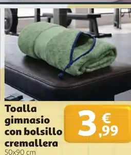 Alcampo Toalla gimnasio con bolsillo cremallera oferta