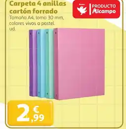 Alcampo Carpeta 4 anillas cartón forrado oferta