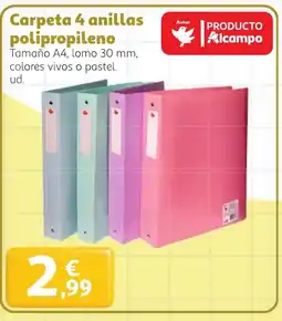 Alcampo Carpeta 4 anillas polipropileno oferta