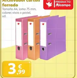 Alcampo Archivador cartón forrado oferta