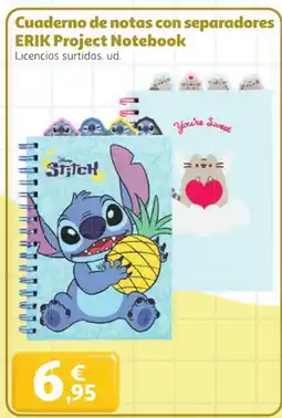 Alcampo Cuaderno de notas con separadores erik project notebook oferta