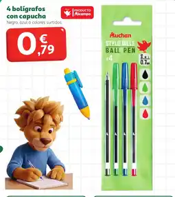 Alcampo 4 bolígrafos con capucha oferta