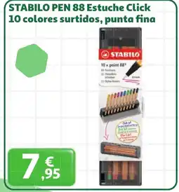 Alcampo STABILO PEN 88 Estuche Click 10 colores surtidos, punta fina oferta