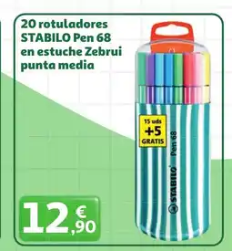 Alcampo STABILO 20 rotuladores Pen 68 en estuche Zebrui punta media oferta