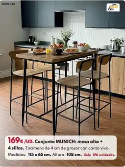 BricoCentro Conjunto munich: mesa alta + 4 sillas oferta