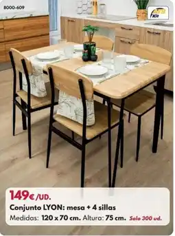 BricoCentro Conjunto lyon: mesa + 4 sillas oferta