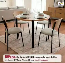 BricoCentro Conjunto munich: mesa redonda + 4 sillas oferta