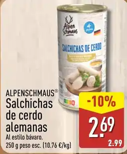 ALDI Alpenschmaus salchichas de cerdo alemanas oferta