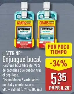 ALDI Listerine enjuague bucal oferta