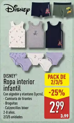 ALDI Disney ropa interior infantil oferta
