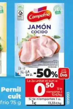 Dia Campofrio jamón cocido oferta