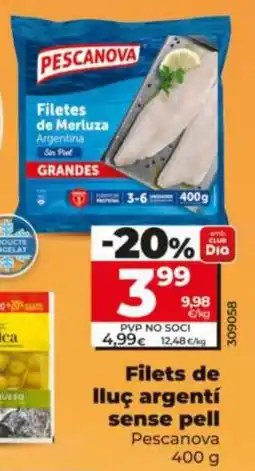 Dia Pescanova filets de lluç argentí sense pell oferta