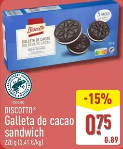 ALDI Biscotto galleta de cacao sandwich oferta