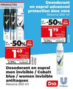 Dia Rexona desodorant en esprai advanced protection aloe vera oferta