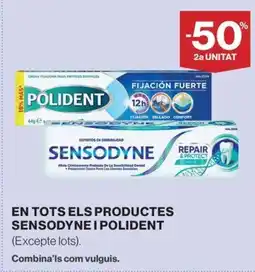Hipercor SENSODYNE y POLIDENT En tots els productes oferta