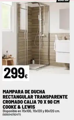 Brico Depôt Cooke & lewis - mampara de ducha rectangular transparente cromado calia 70 x 90 cm oferta