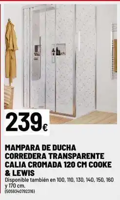 Brico Depôt Cooke & lewis - mampara de ducha corredera transparente calia cromada 120 cm oferta