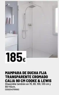Brico Depôt Cooke & lewis - mampara de ducha fija transparente cromado calia 90 cm oferta