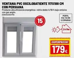 Brico Depôt Pvc - ventana pvc oscilobatiente 117x100 cm con persiana oferta