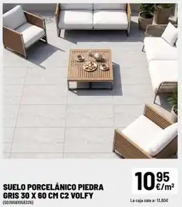 Brico Depôt Suelo porcelánico piedra gris 30 x 60 cm c2 oferta