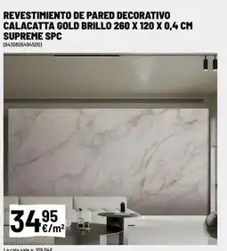 Brico Depôt Gold - revestimiento de pared decorativo calacatta brillo 260 x 120 x 0,4 cm supreme spc oferta