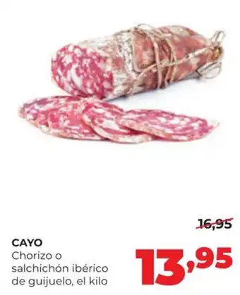 Cayo chorizo o salchichón ibérico de guijuelo