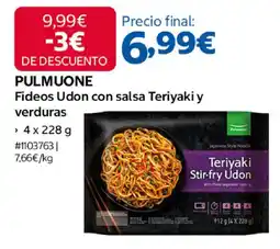 Costco Pulmuone fideos udon con salsa teriyaki y verduras oferta