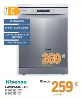 Hisense lavavajillas hs622e10w hs622e10x